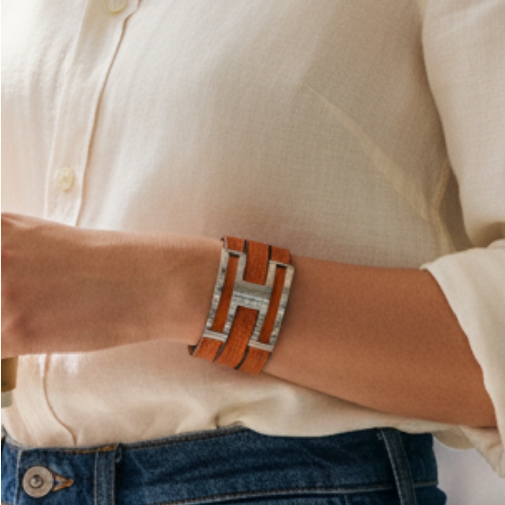 Hermès Orange Leather Bracelet